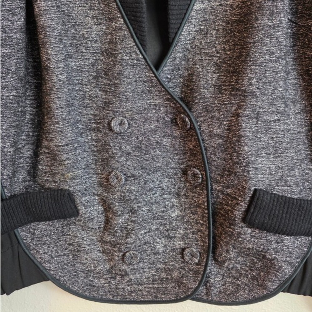 O'2nd Jacket Women 6 Black Gray Wool Blend Mixed Media Sheer Sleeve 2AM3WJ040 - Picture 13 of 16